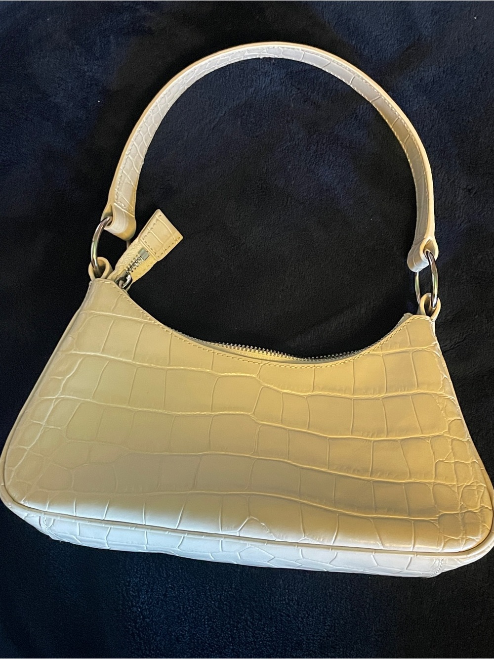 Croc-Embossed Shoulder Bag in Cream